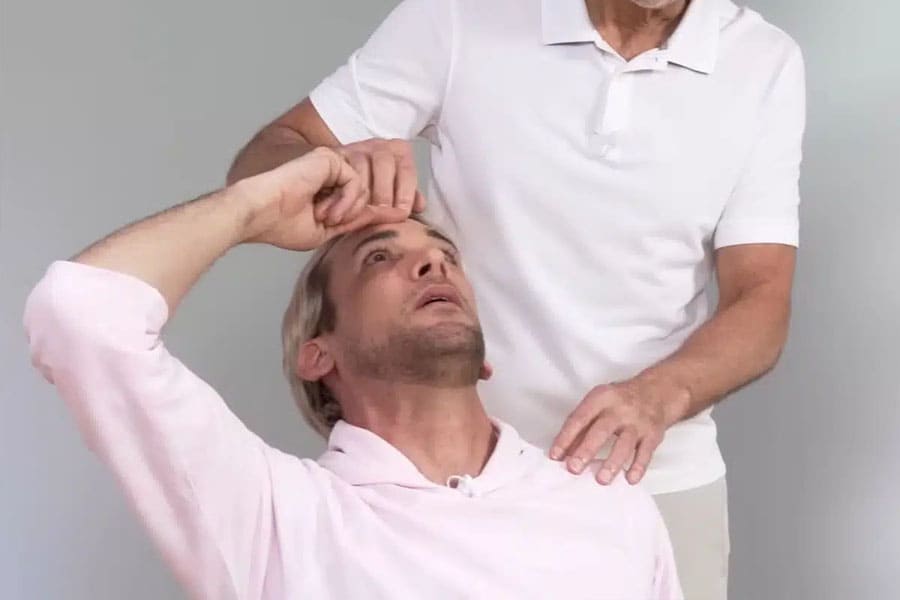 neck stretch with index fingers 2